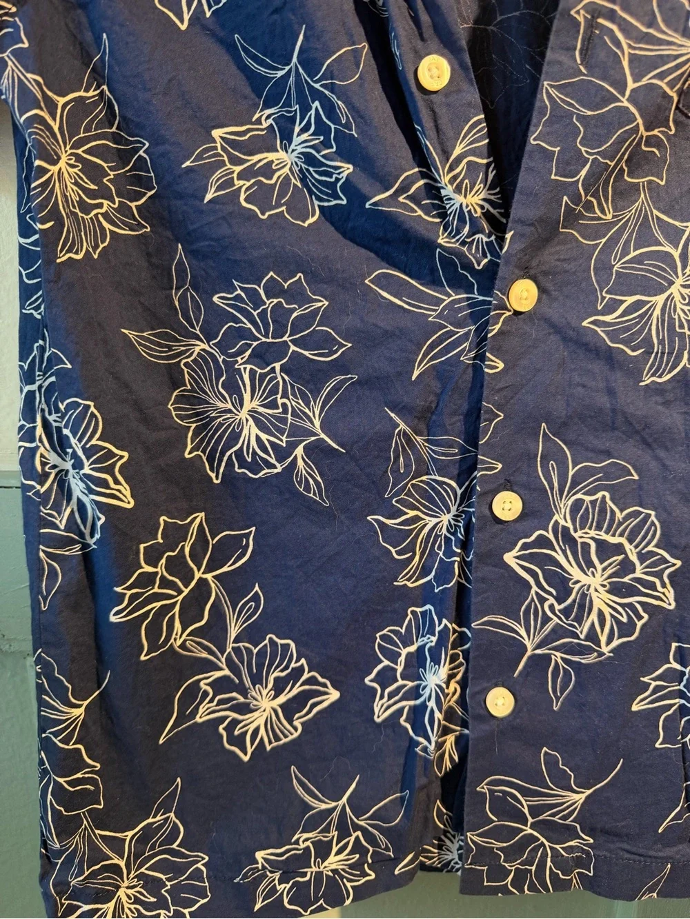 GAP Navy Blue Short-Sleeve Floral Button-Down Shirt